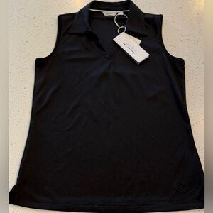 S LADY HAGEN New Womens Small Black Sleeveless Collared Golf Active Polo Shirt